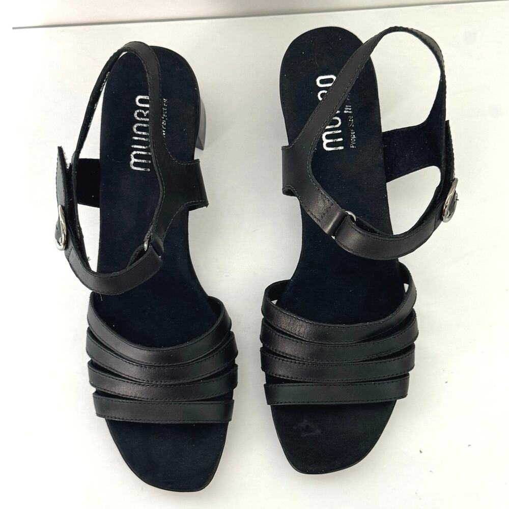 Munro Women’s Hallie Black Leather Slingback Block Heel Sandal Size 8.5 M - Picture 8 of 12